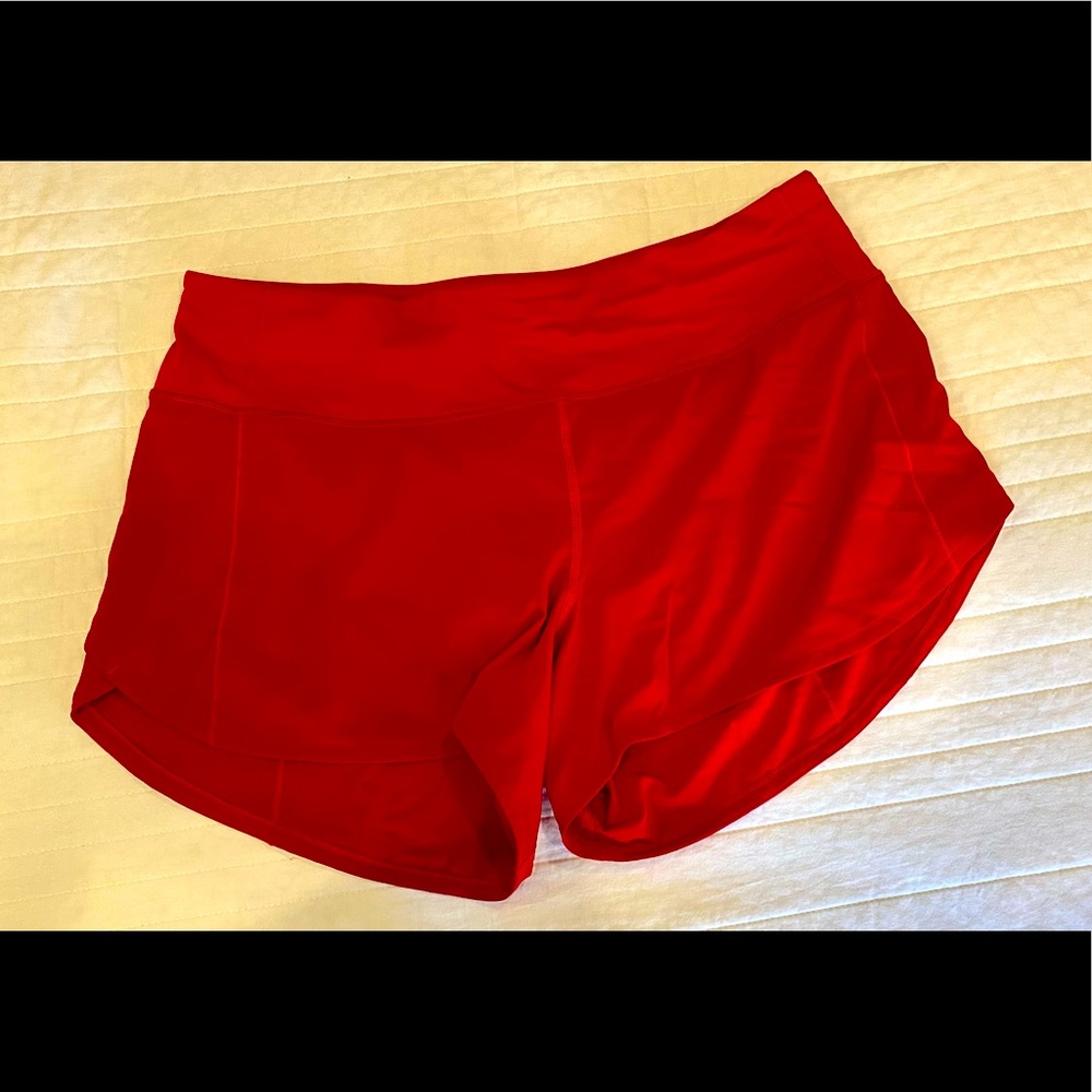 Lululemon speed up 4” shorts.  Size 10